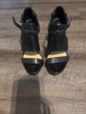 Gianni Bini Black Perforated Open-Toe Heel Sandals